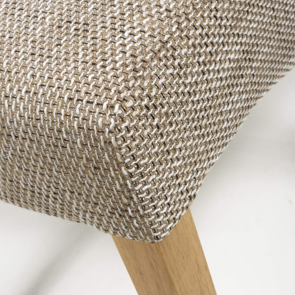 Tweed Oatmeal Fabric Dining Chair with Wooden Legs