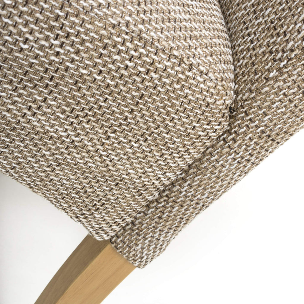 Tweed Oatmeal Fabric Dining Chair with Wooden Legs