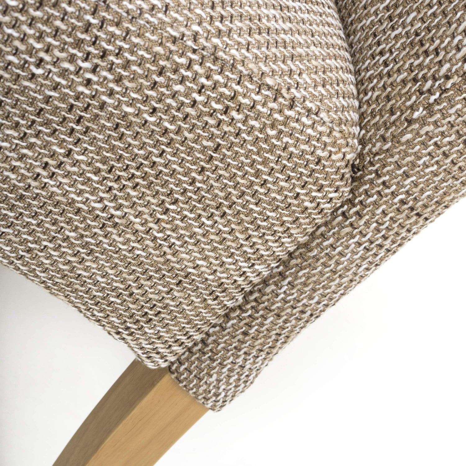 Tweed Oatmeal Fabric Dining Chair with Wooden Legs