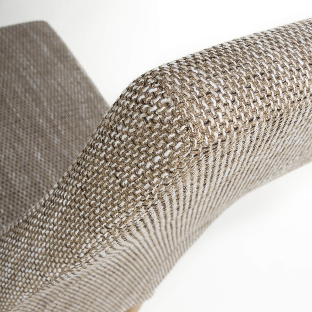 Tweed Oatmeal Fabric Dining Chair with Wooden Legs