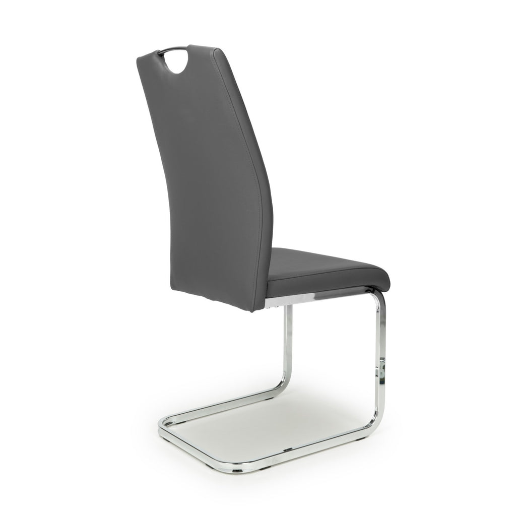 Grey Leather Effect Cantilever Dining Chair