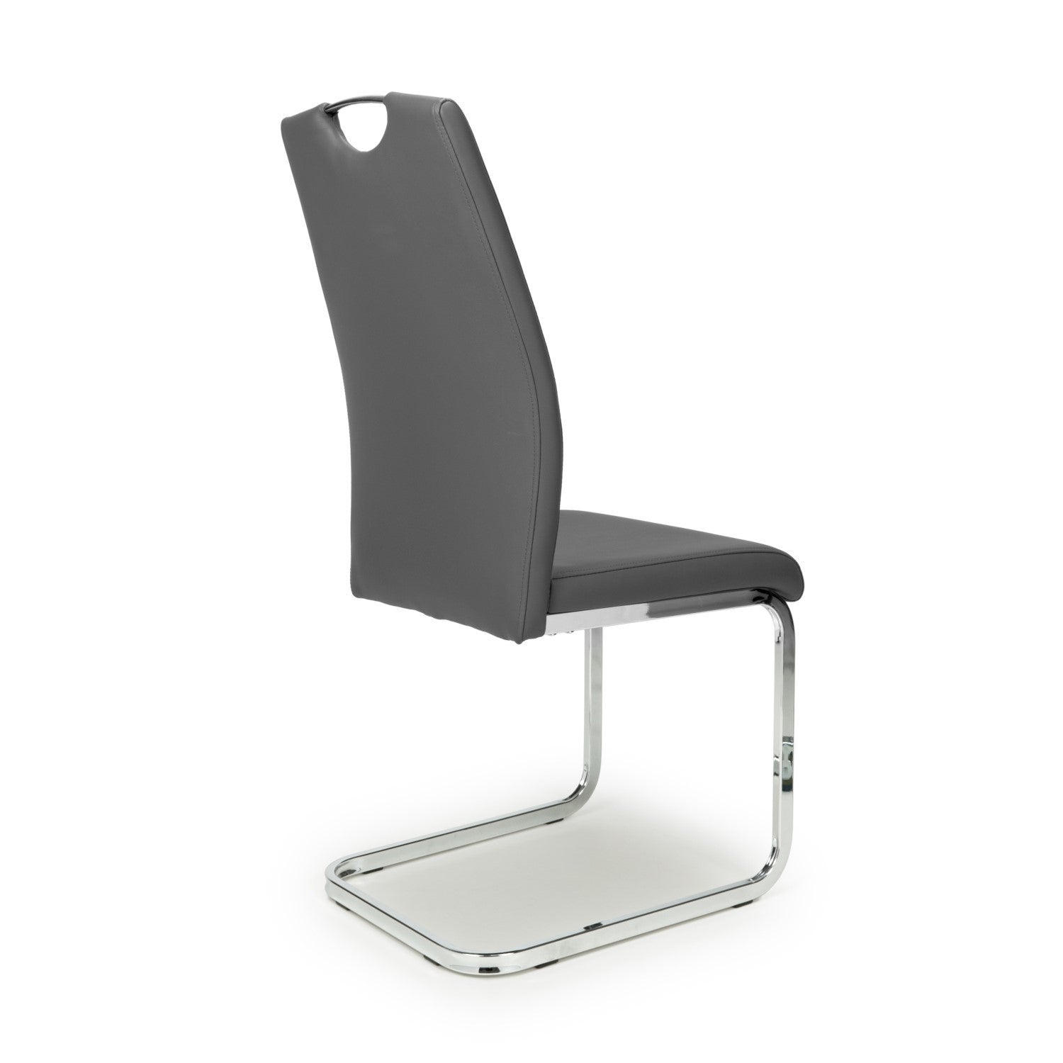 Grey Leather Effect Cantilever Dining Chair