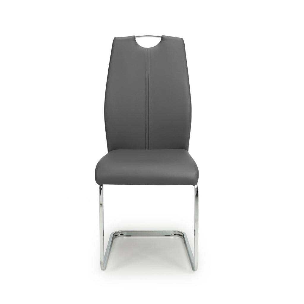 Grey Leather Effect Cantilever Dining Chair