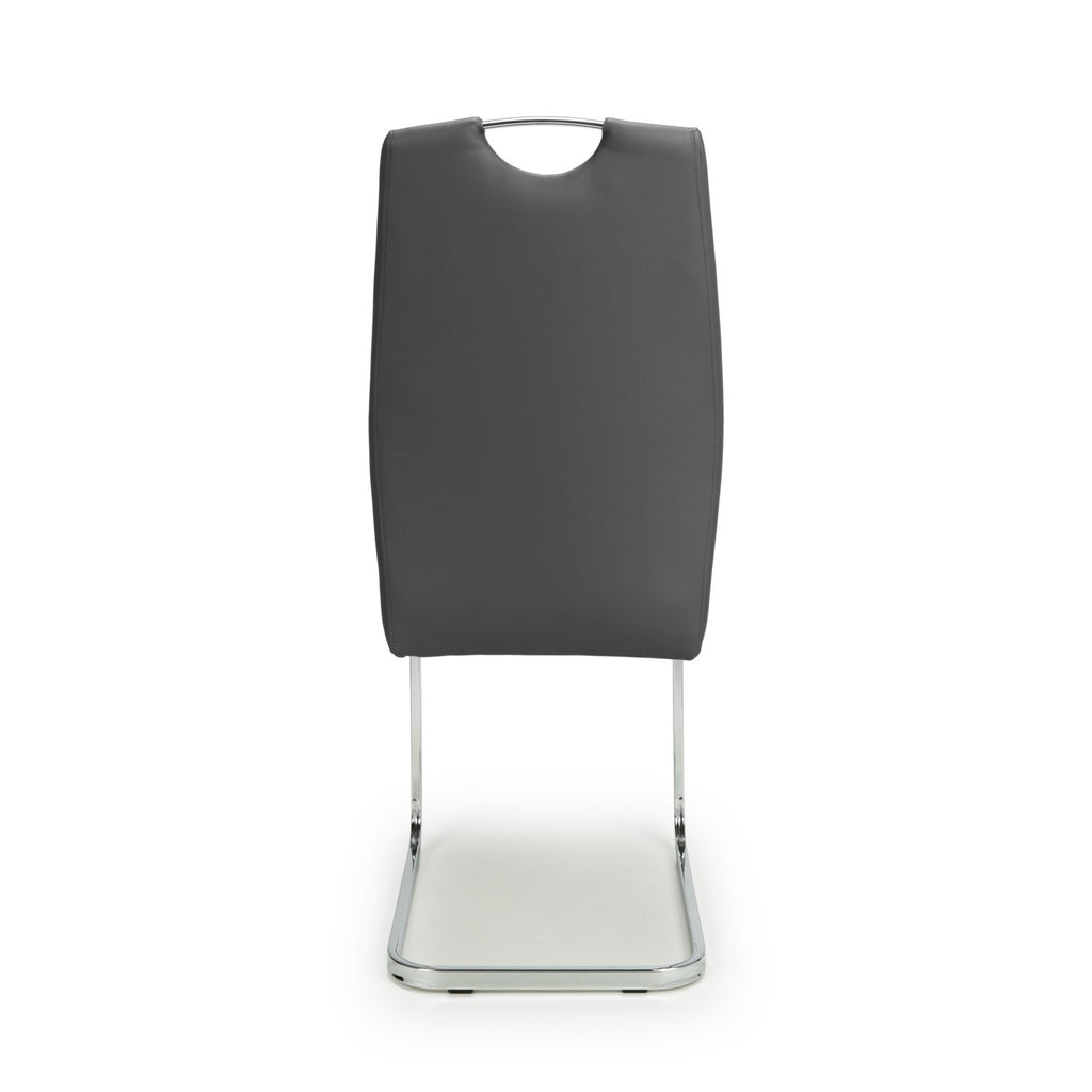 Grey Leather Effect Cantilever Dining Chair