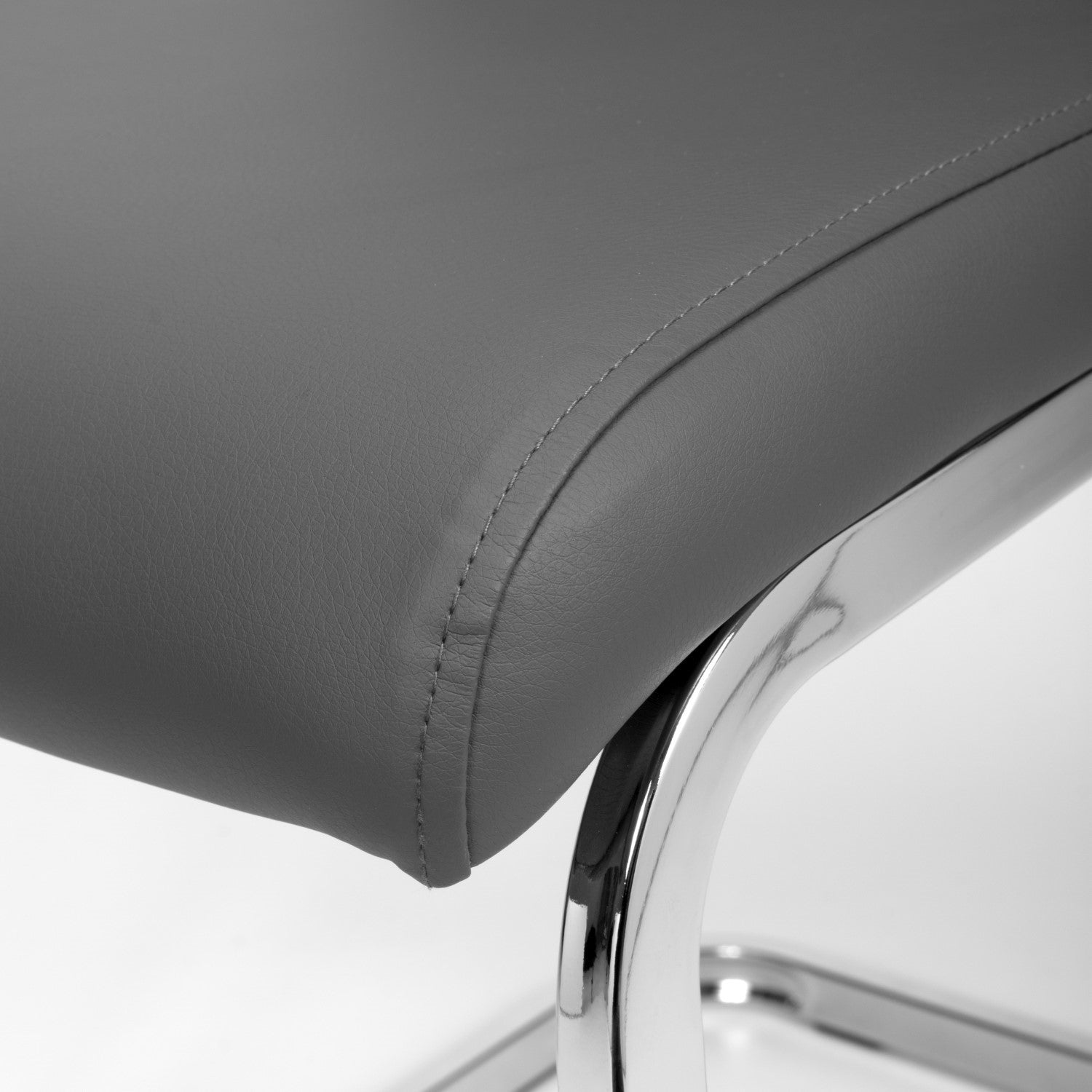 Grey Leather Effect Cantilever Dining Chair
