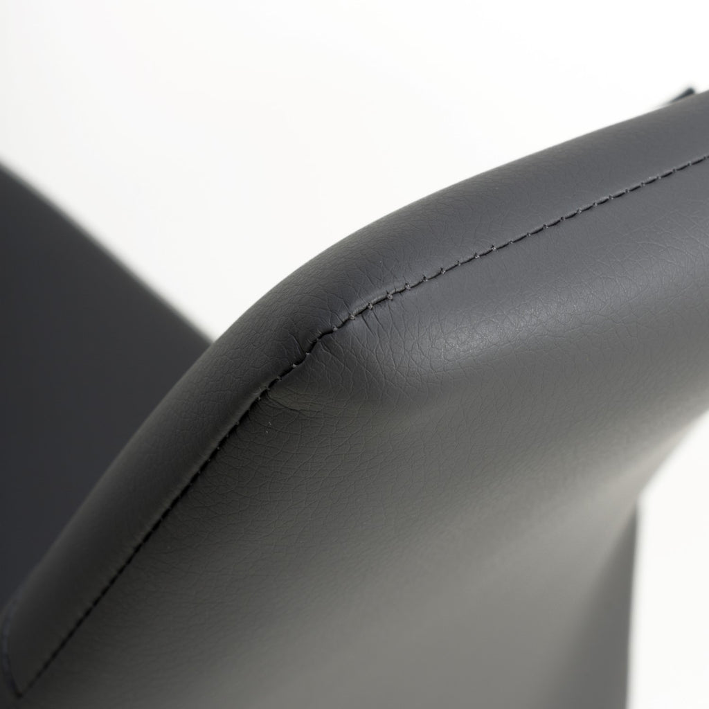 Grey Leather Effect Cantilever Dining Chair Black Metal Legs