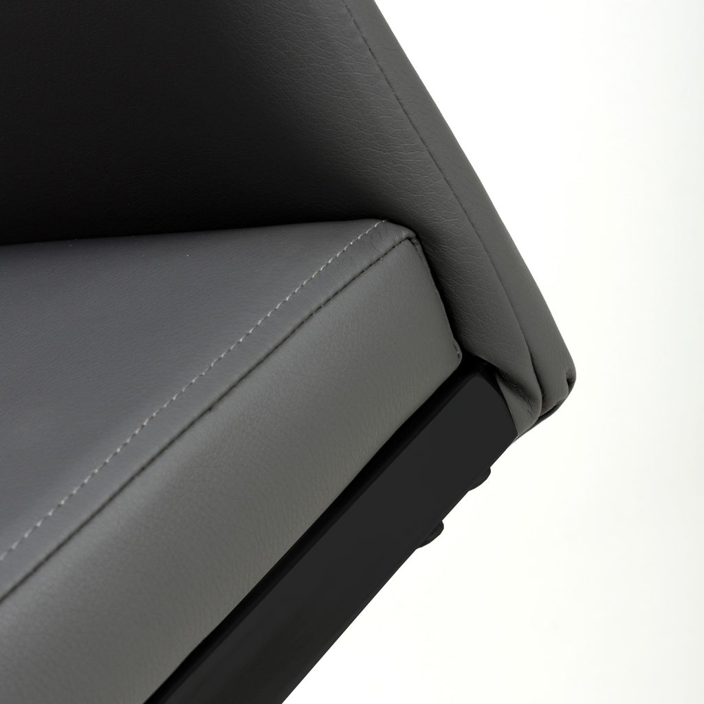 Grey Leather Effect Cantilever Dining Chair Black Metal Legs