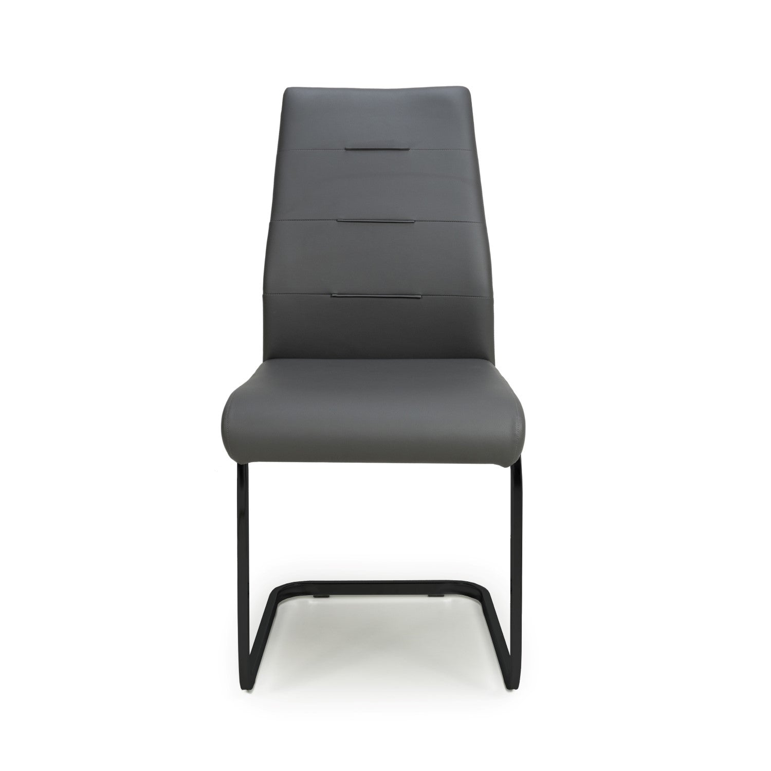 Grey Leather Dining Chair Black Metal Cantilever Legs