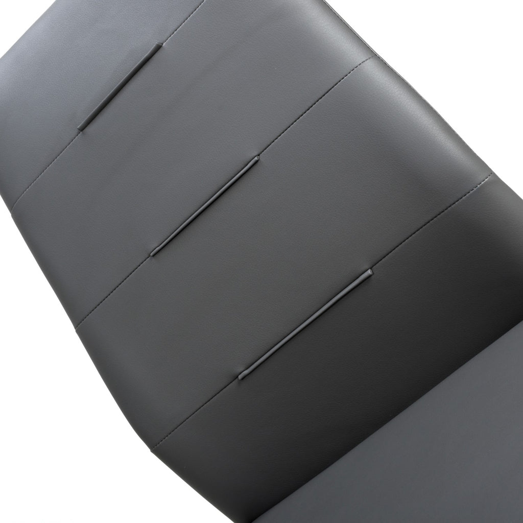 Grey Leather Effect Cantilever Dining Chair Black Metal Legs