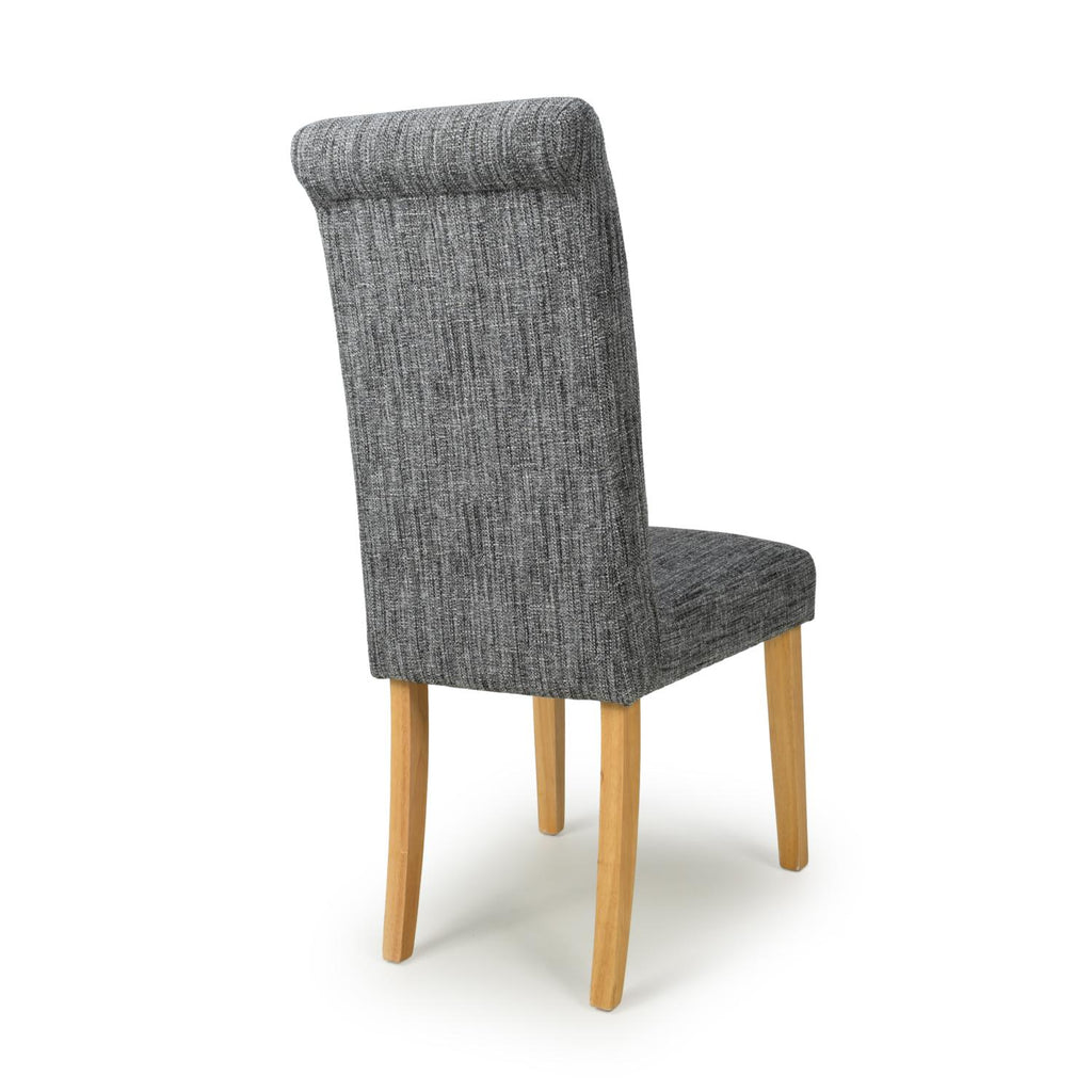 Roll Back Dark Grey Linen Fabric Dining Chair