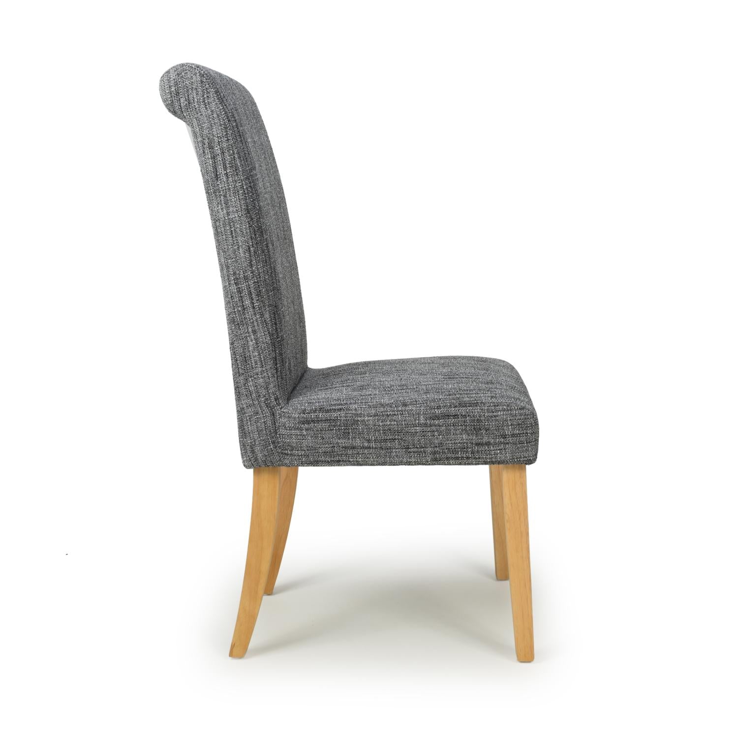 Roll Back Dark Grey Linen Fabric Dining Chair