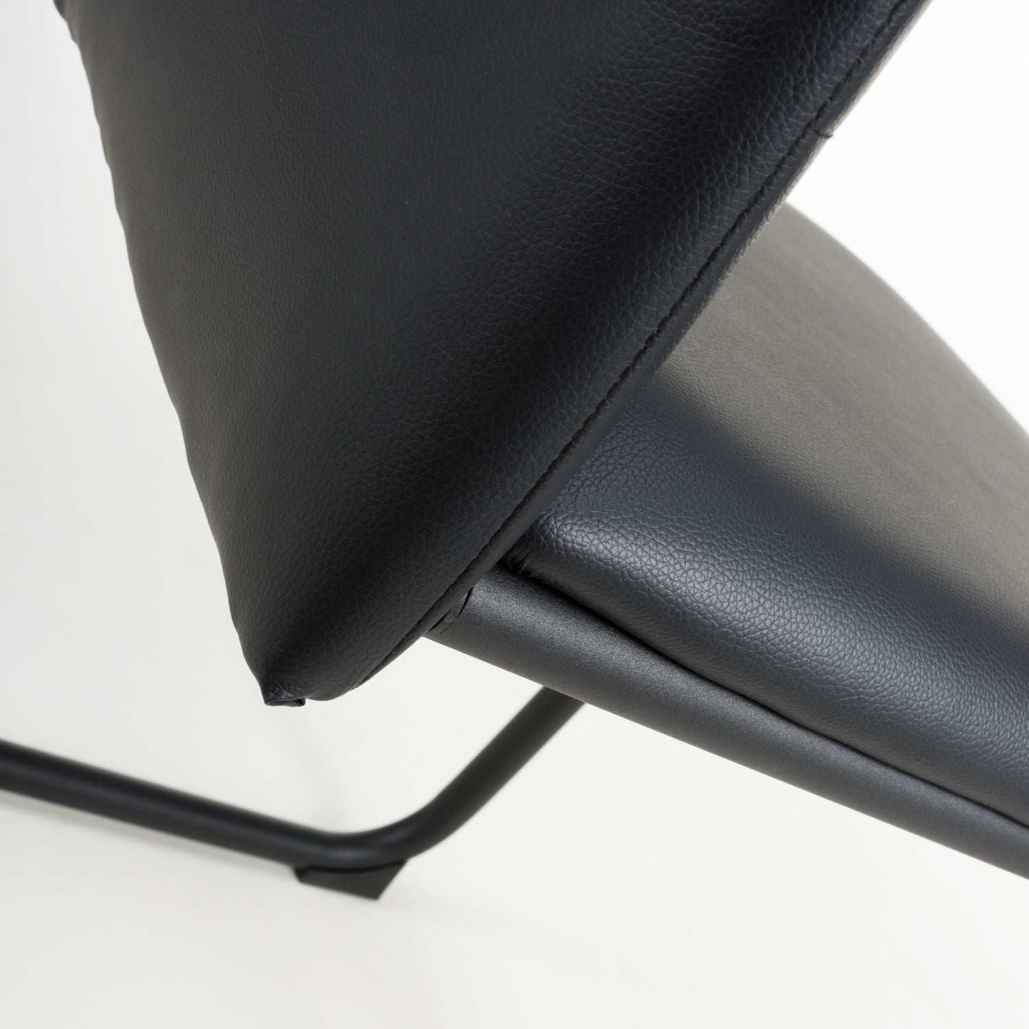 Black Leather Curved Back Cantilever Dining Chair