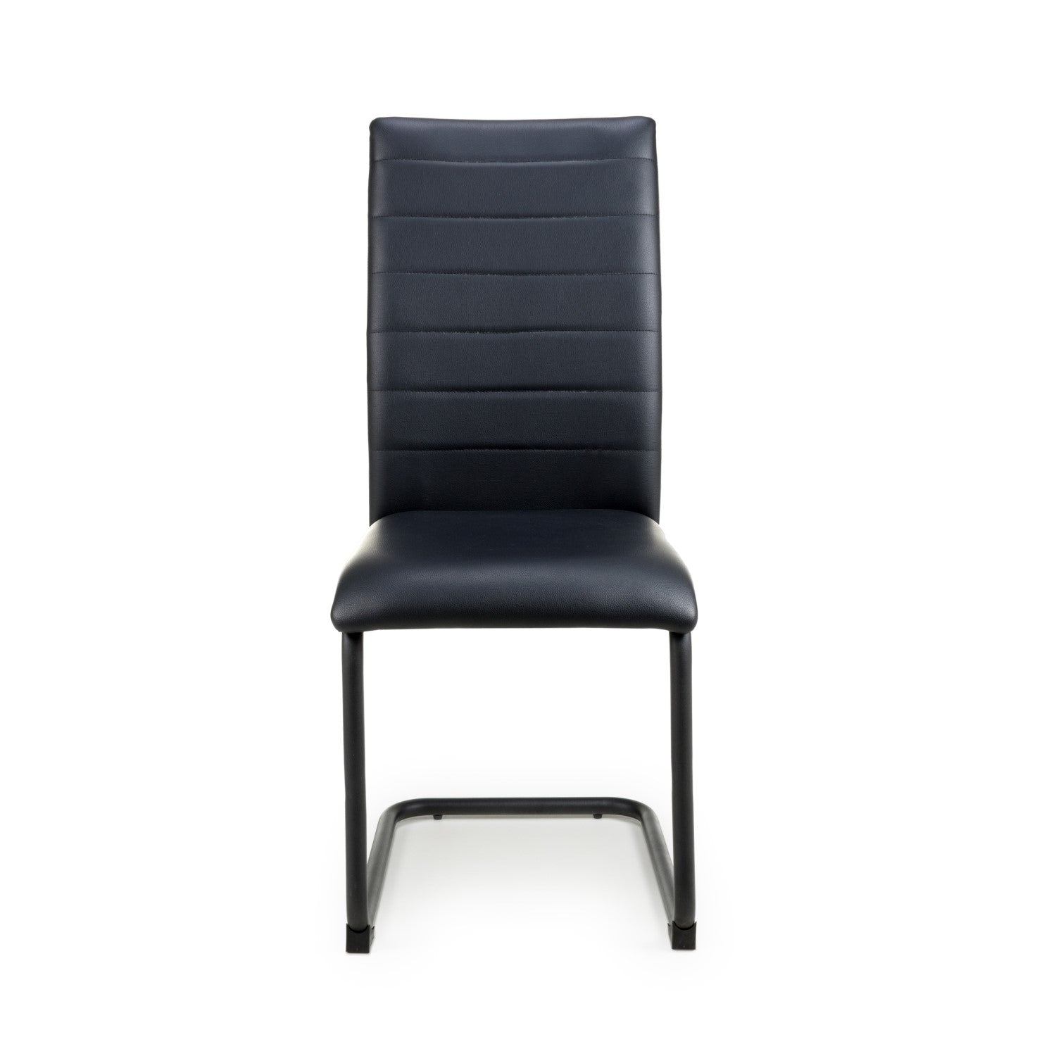Black Leather Curved Back Cantilever Dining Chair