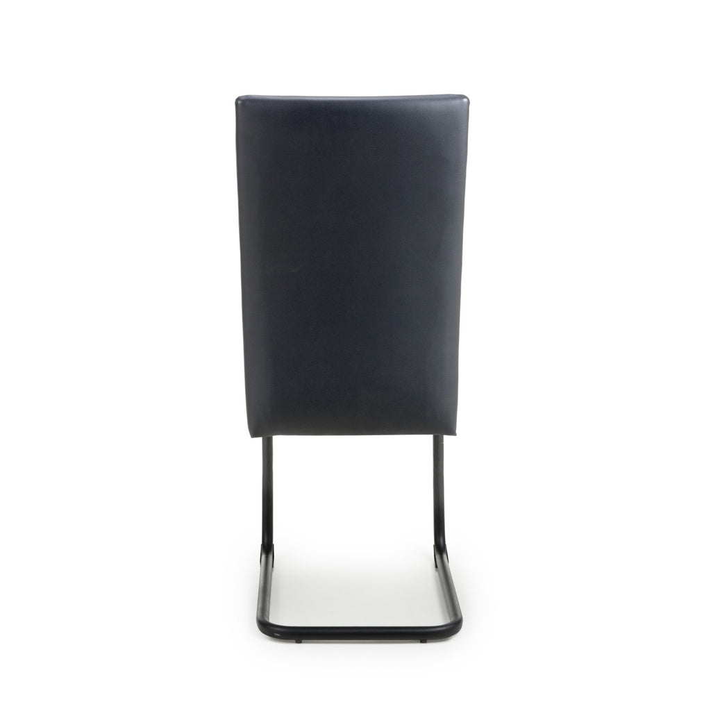 Black Leather Curved Back Cantilever Dining Chair