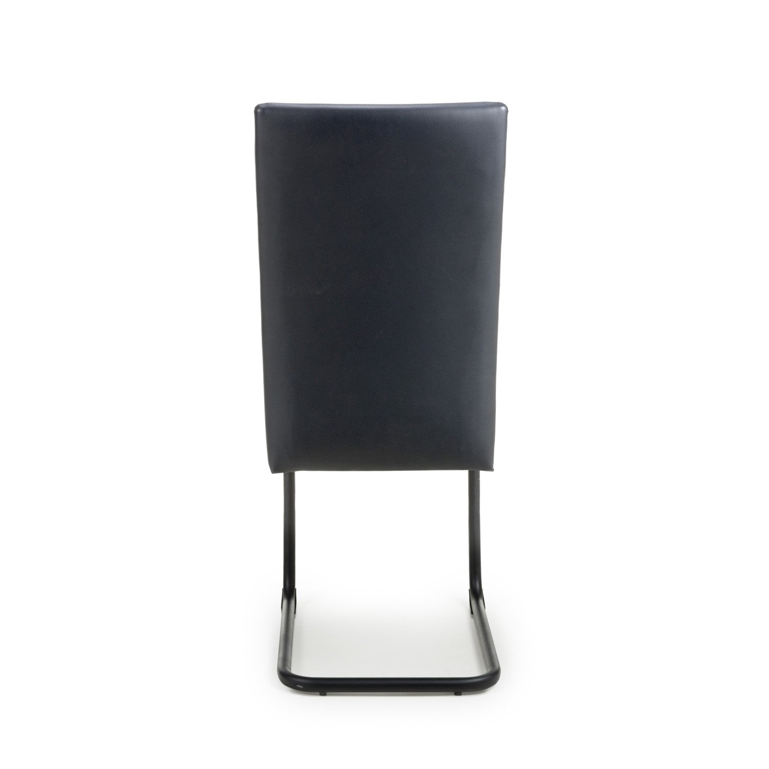 Black Leather Curved Back Cantilever Dining Chair