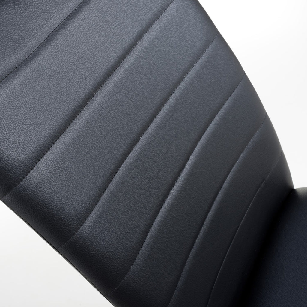 Black Leather Curved Back Cantilever Dining Chair