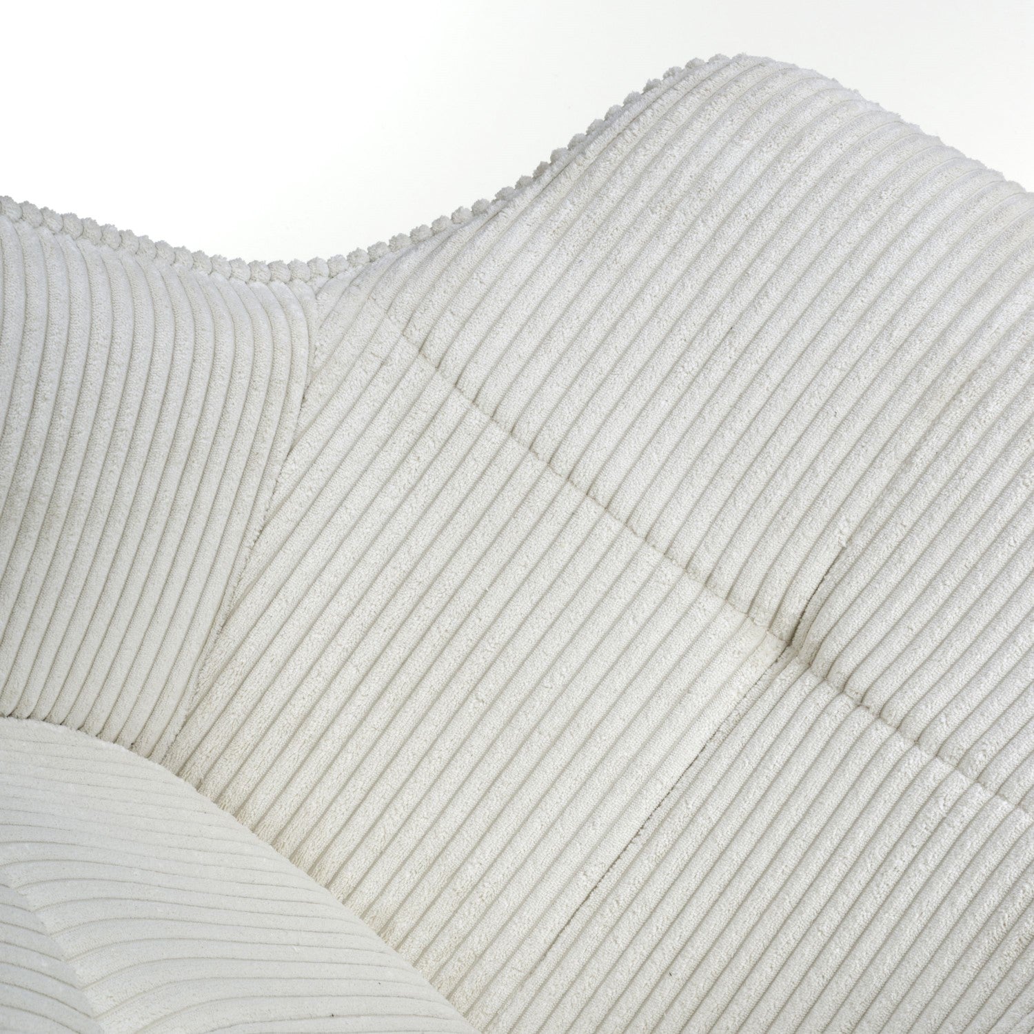 White Corduroy Fabric Dining Chair Black Metal Legs