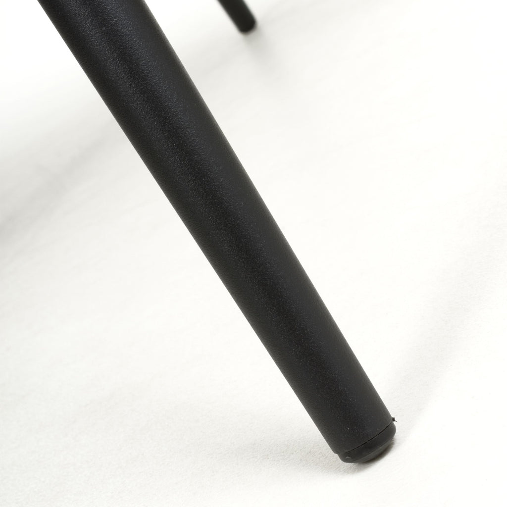 White Corduroy Fabric Dining Chair Black Metal Legs