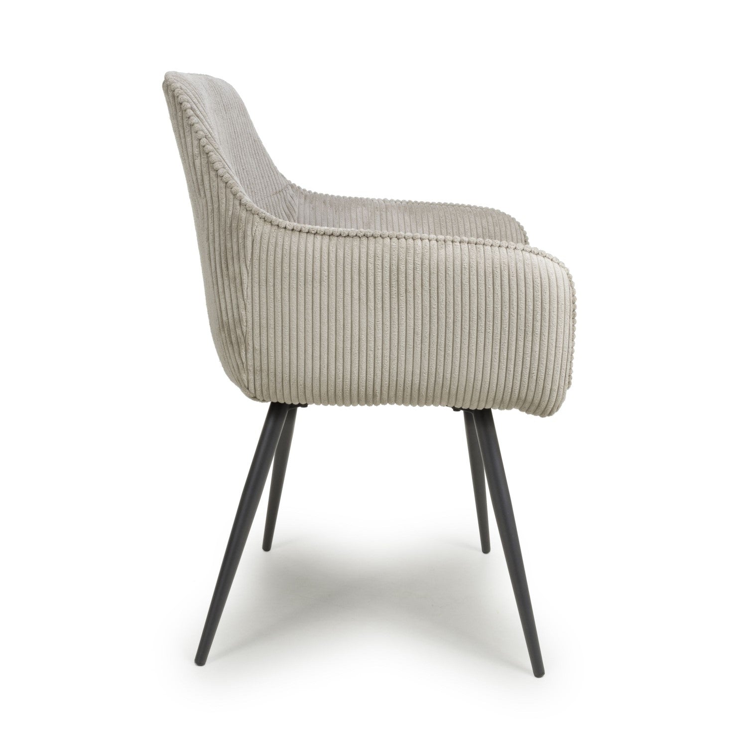 Mink Cream Corduroy Fabric Dining Chair Black Metal Legs