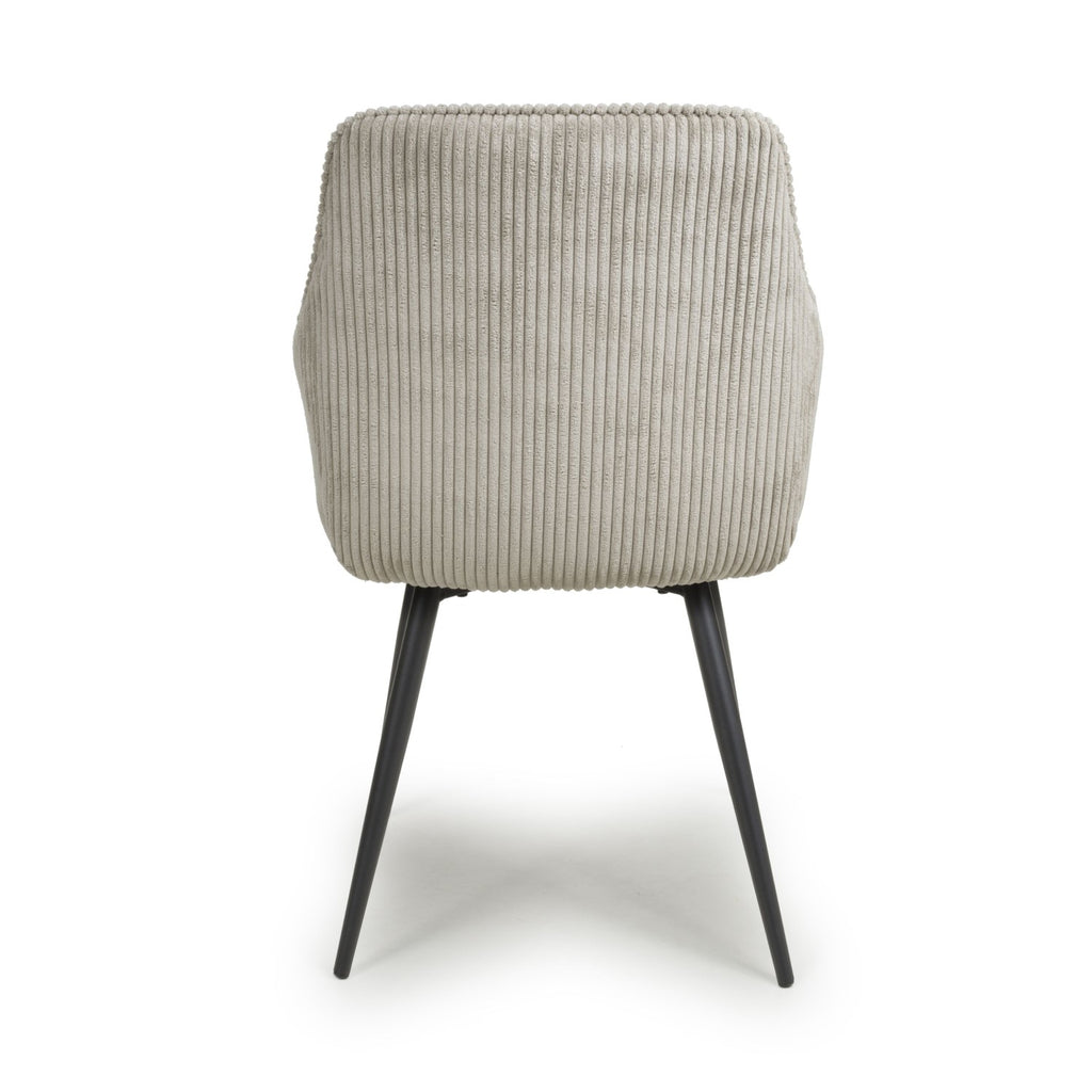 Mink Cream Corduroy Fabric Dining Chair Black Metal Legs