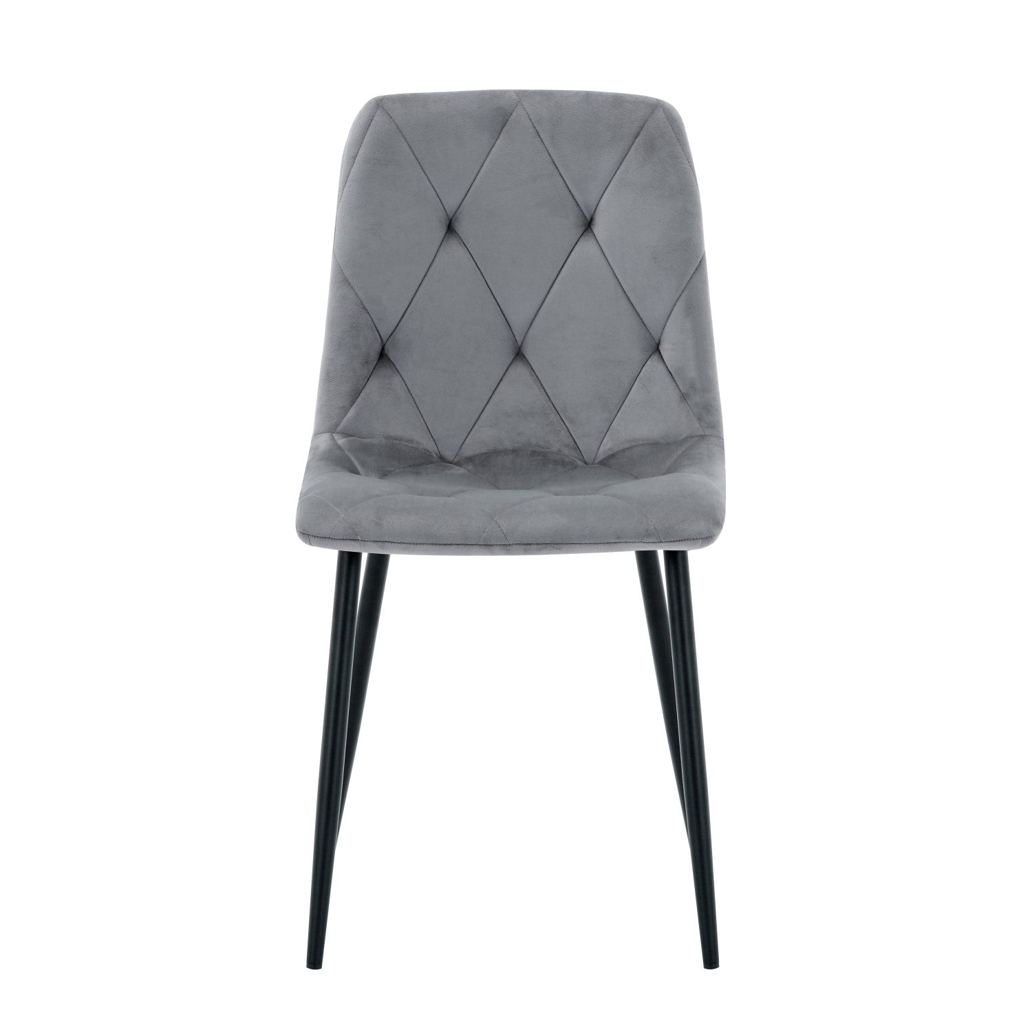 Grey Velvet Fabric Dining Chair Black Metal Legs