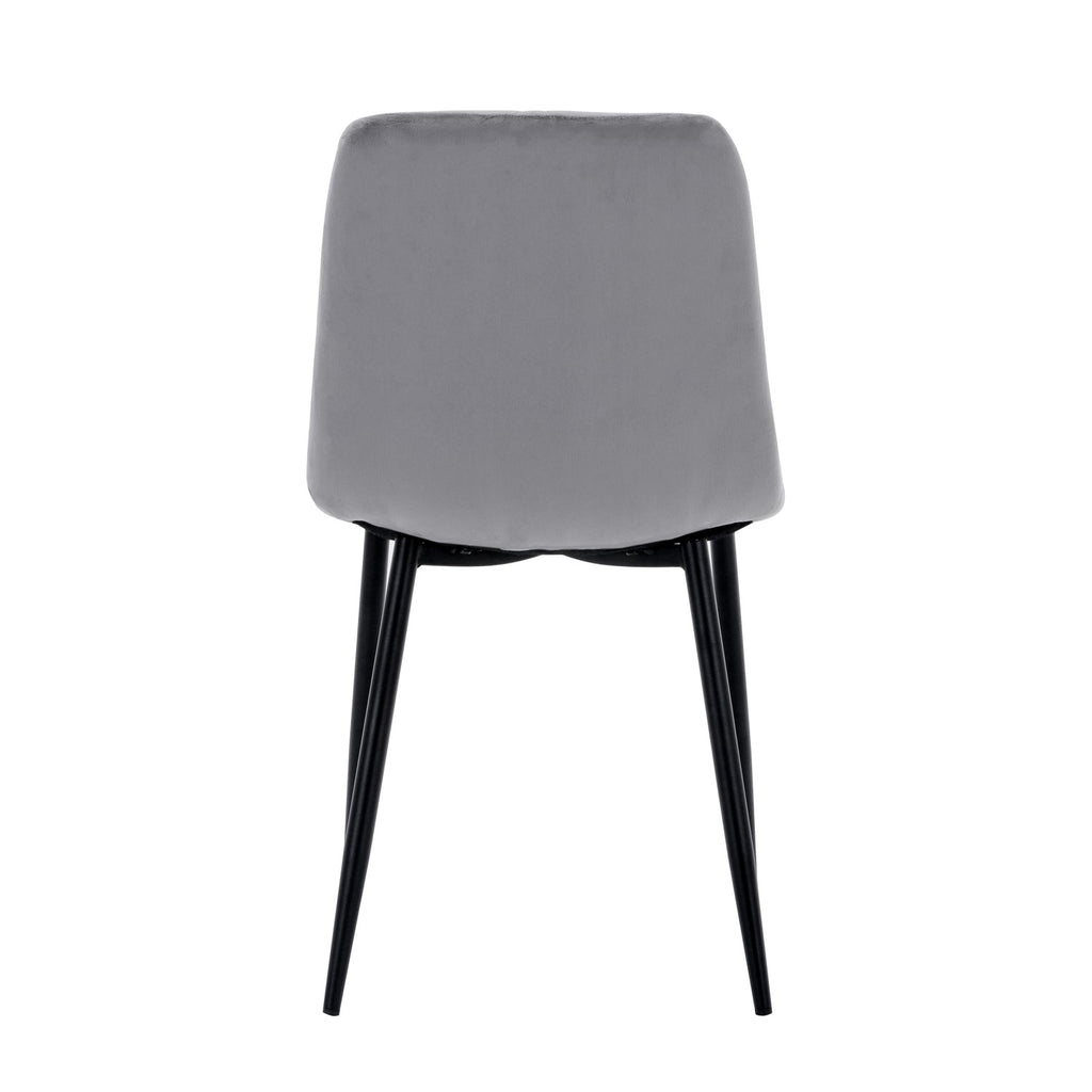 Grey Velvet Fabric Dining Chair Black Metal Legs
