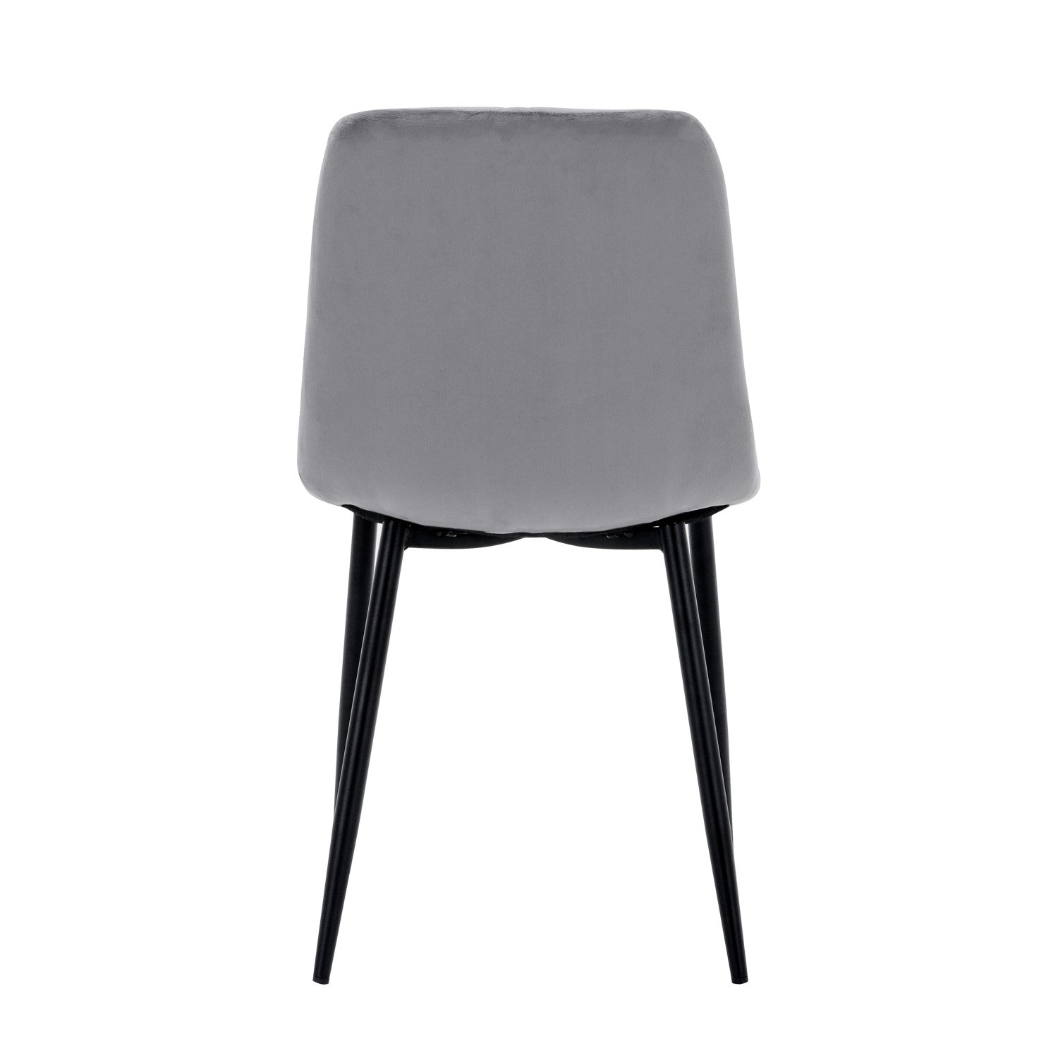 Grey Velvet Fabric Dining Chair Black Metal Legs