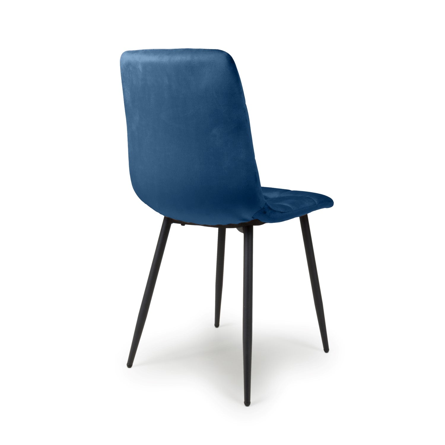 Blue Velvet Fabric Dining Chair Black Metal Legs