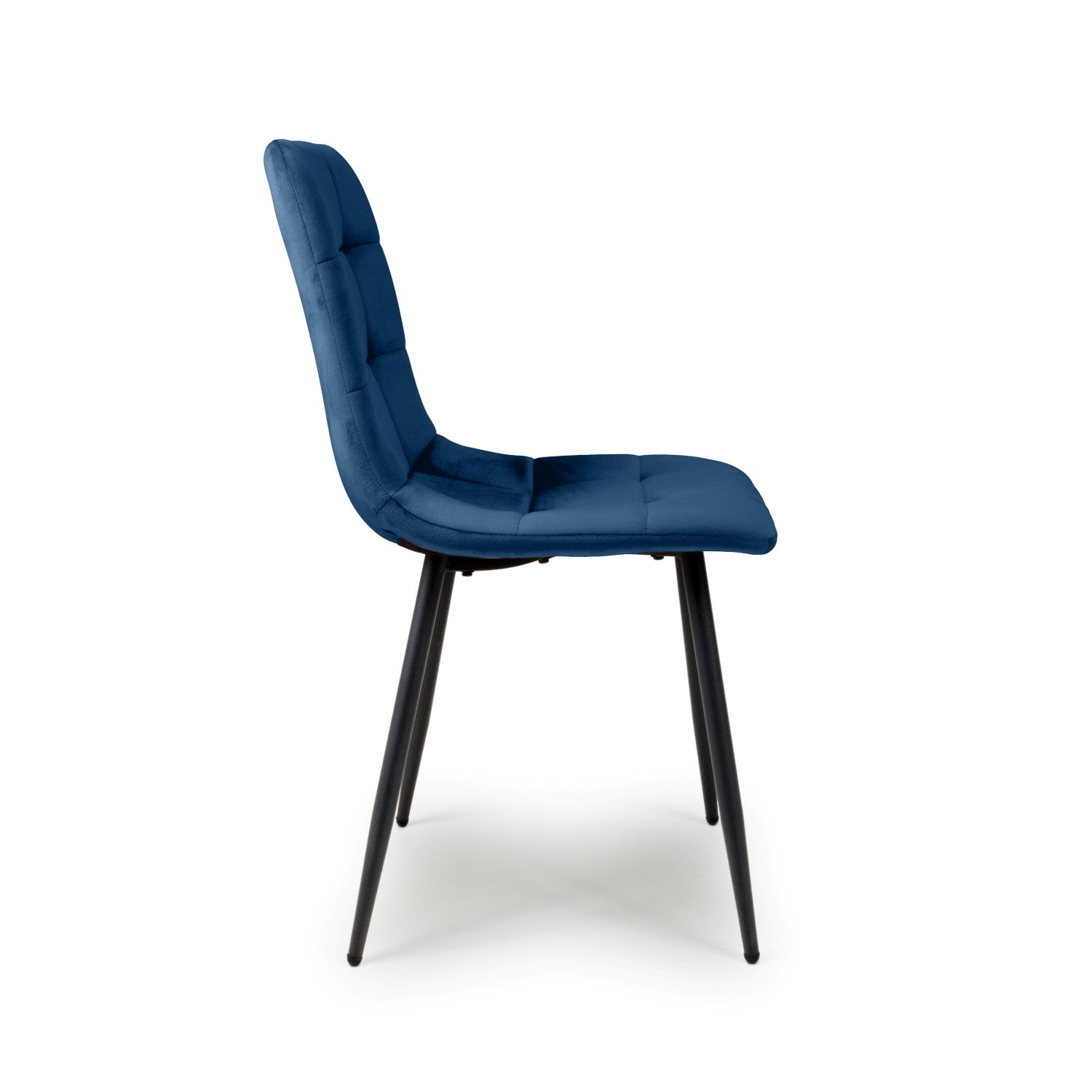 Blue Velvet Fabric Dining Chair Black Metal Legs