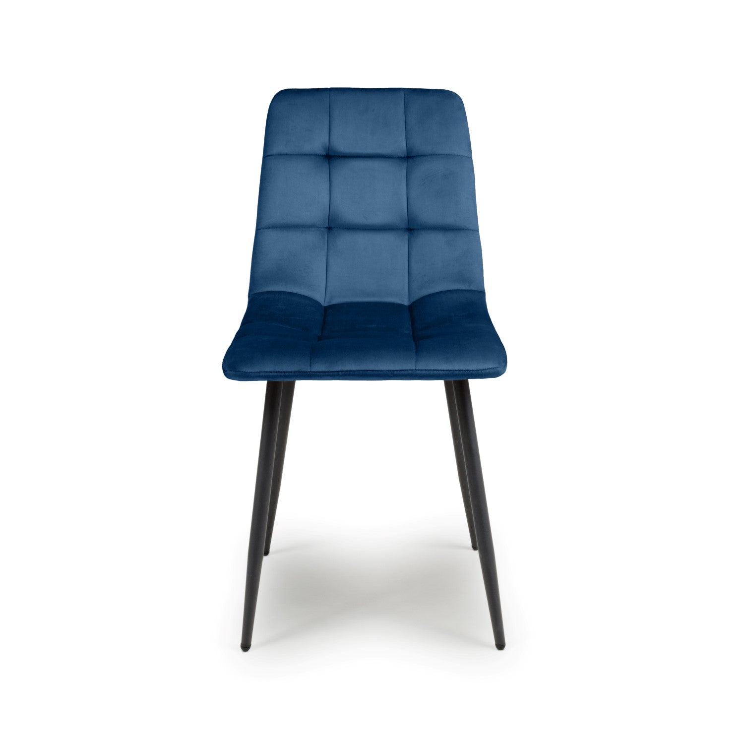 Blue Velvet Fabric Dining Chair Black Metal Legs