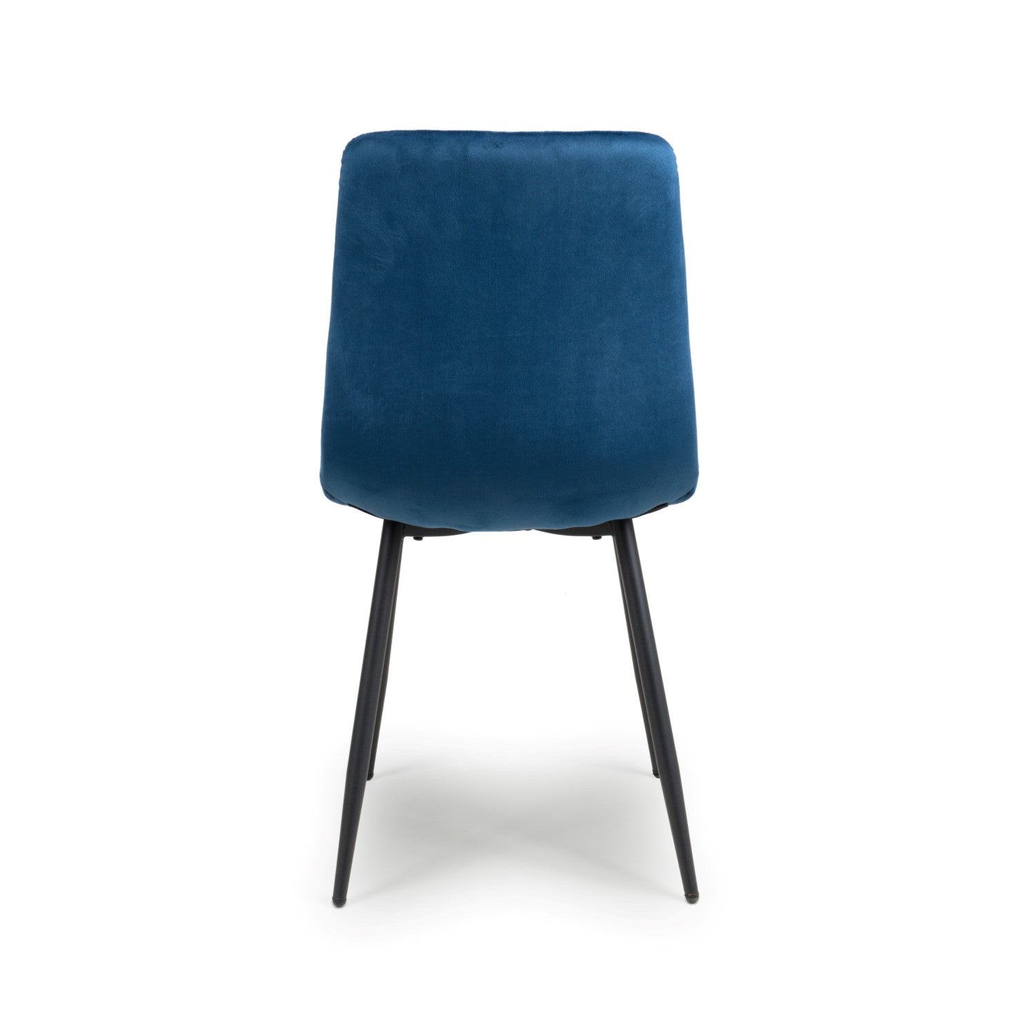 Blue Velvet Fabric Dining Chair Black Metal Legs