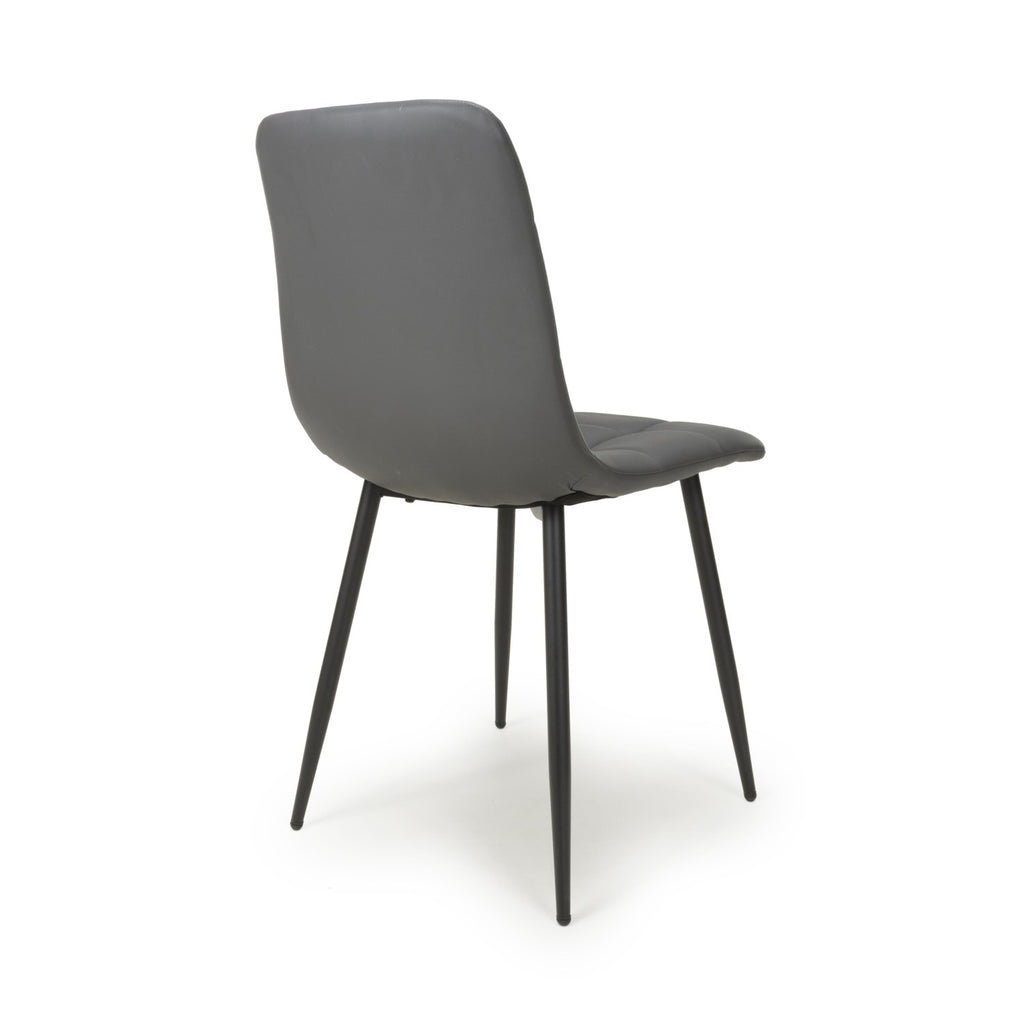 Grey Leather Effect Dining Chair with Tapered Metal Legs