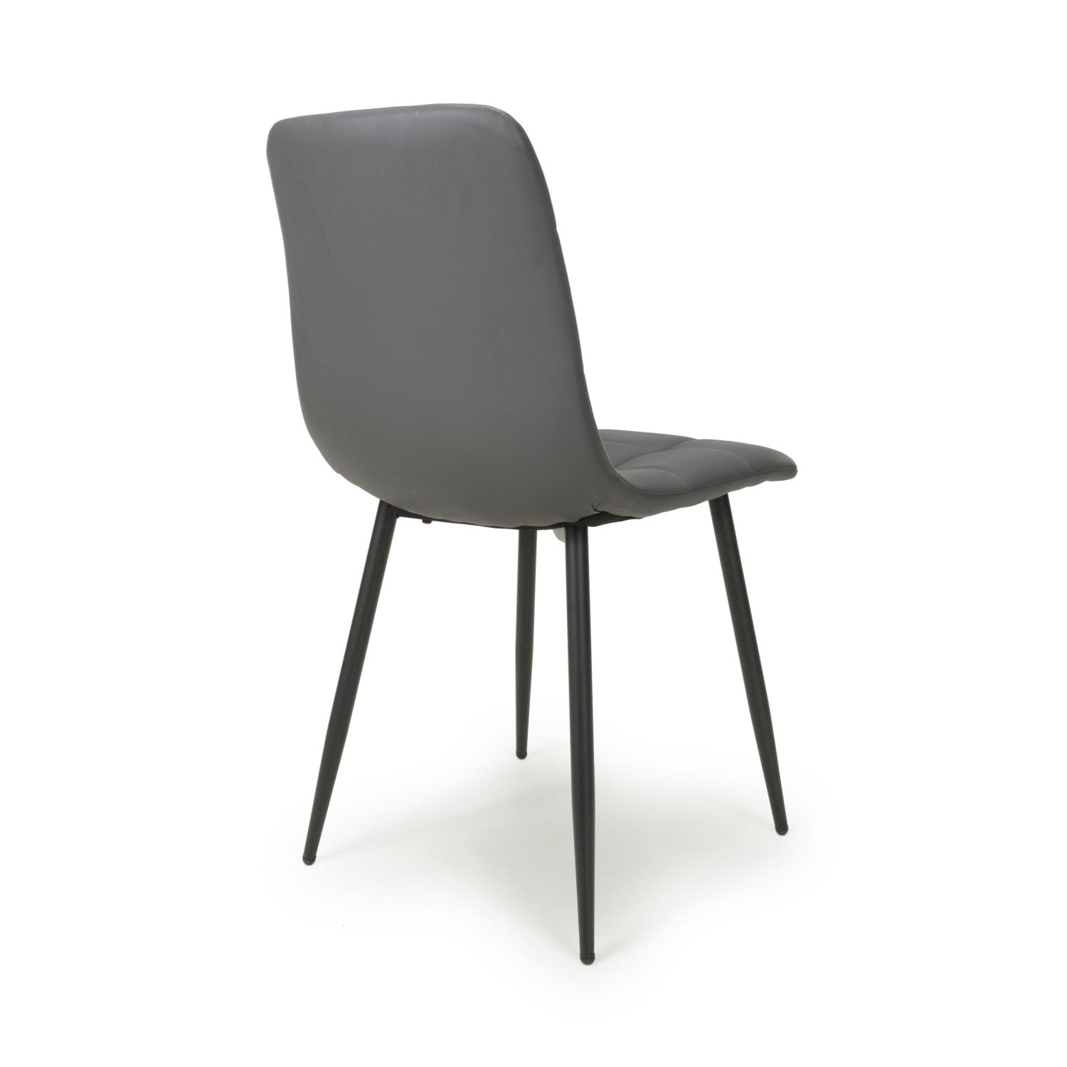 Grey Leather Effect Dining Chair with Tapered Metal Legs