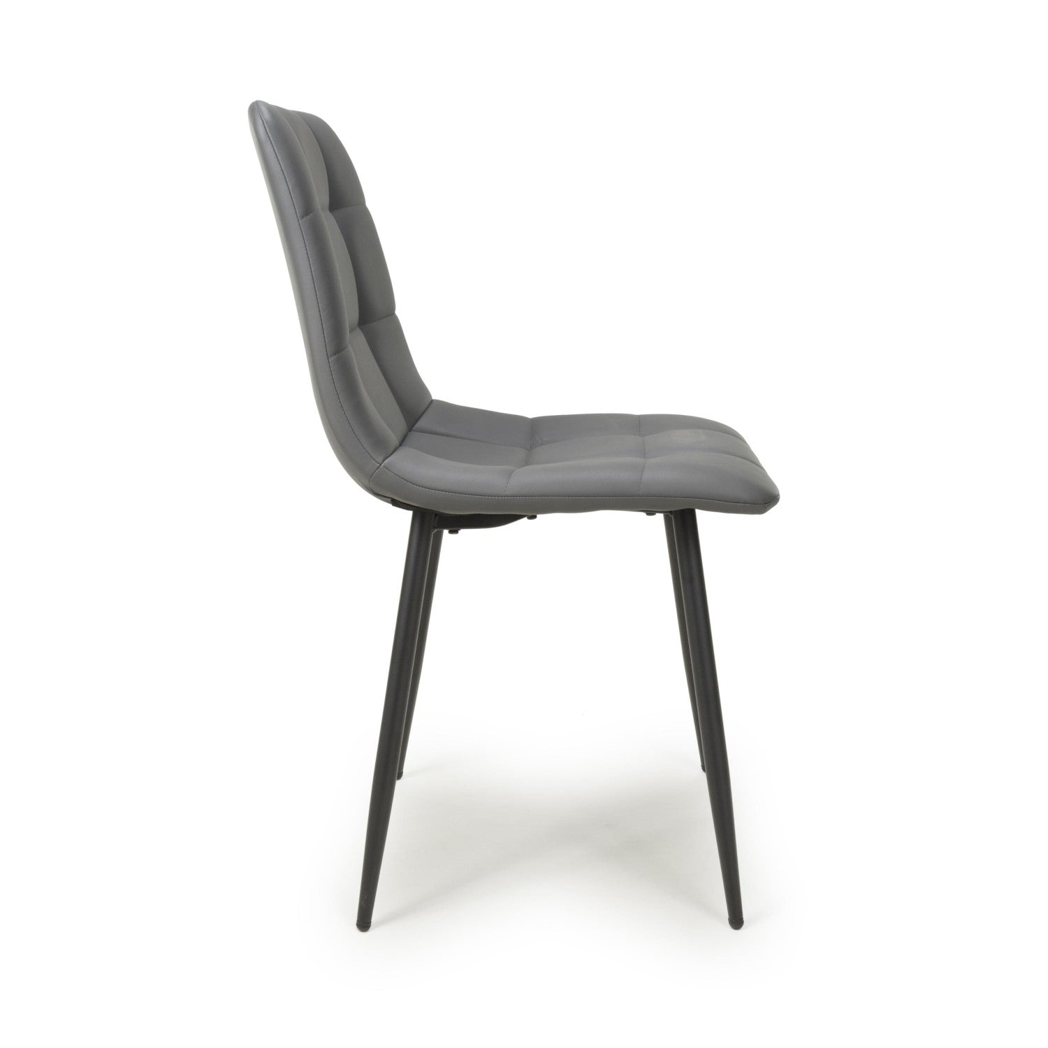 Grey Leather Effect Dining Chair with Tapered Metal Legs