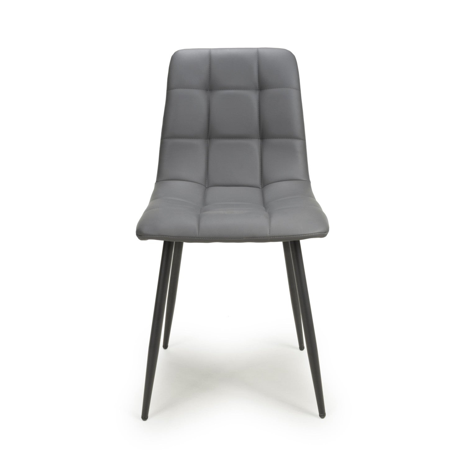 Grey Leather Effect Dining Chair with Tapered Metal Legs