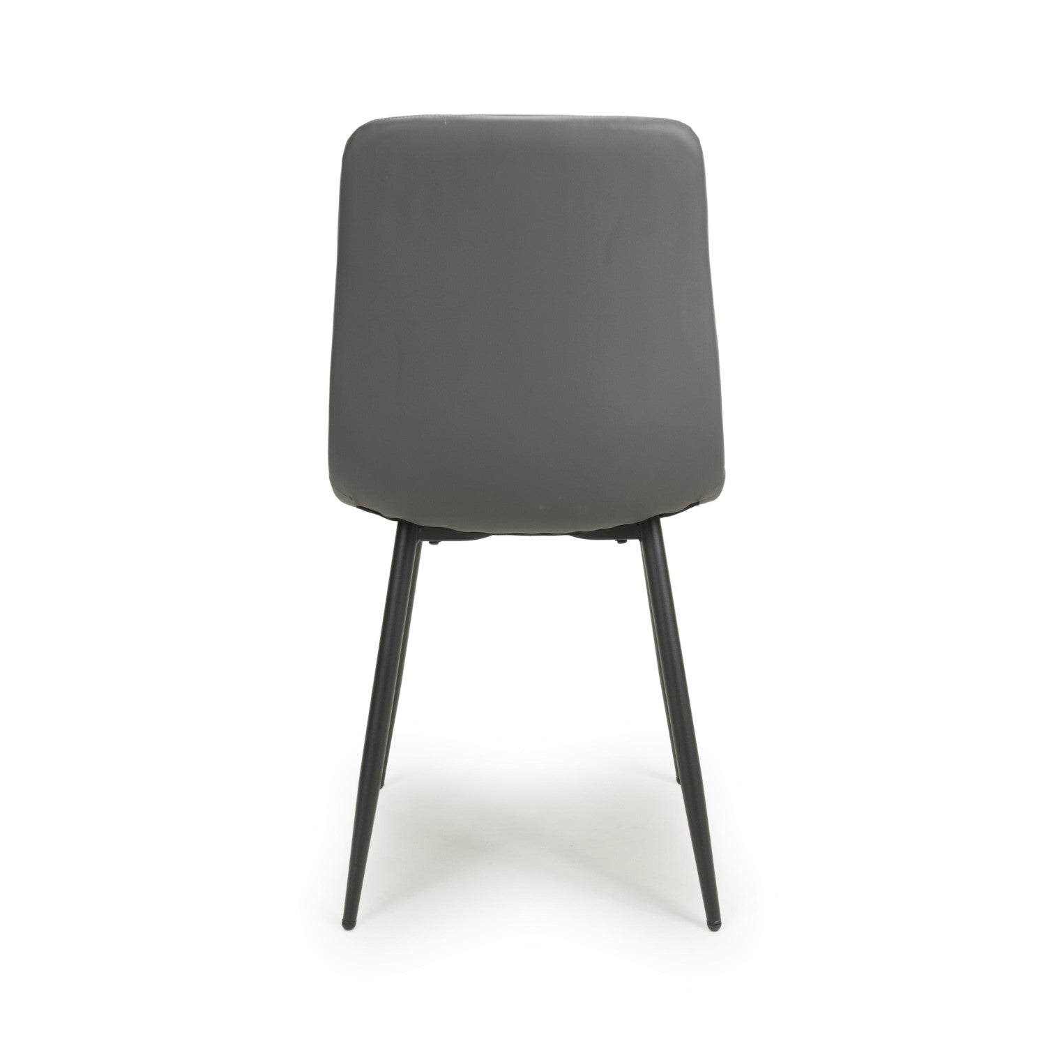 Grey Leather Effect Dining Chair with Tapered Metal Legs