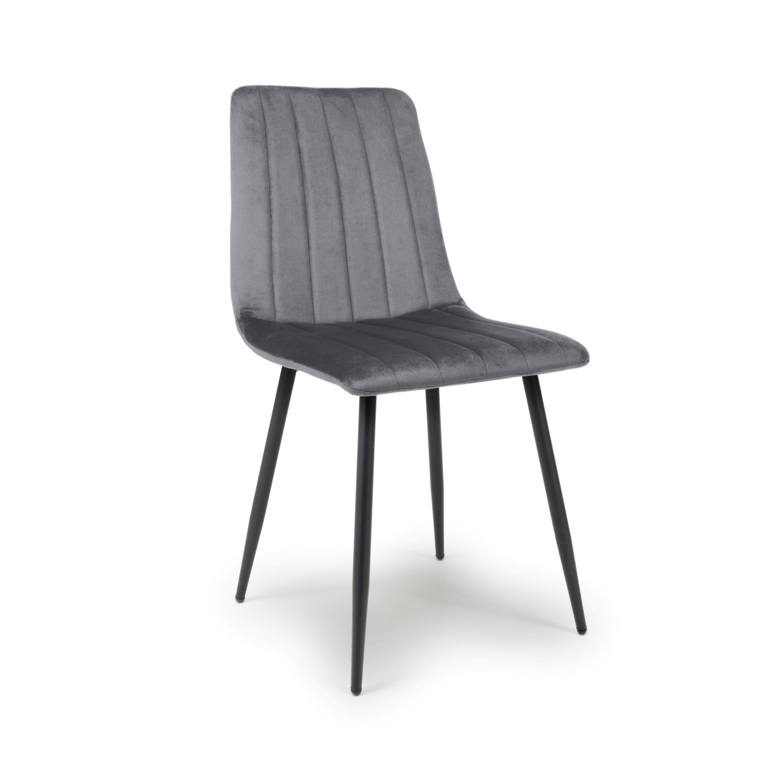 Grey Brushed Velvet Dining Chair Black Metal Legs