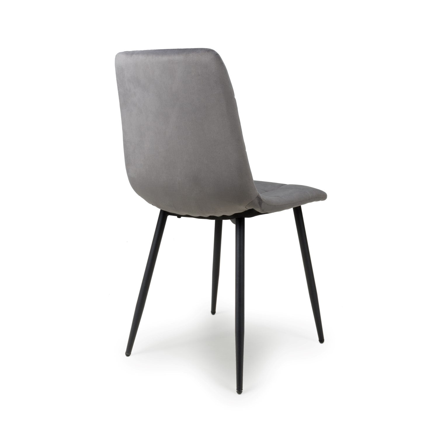 Grey Brushed Velvet Dining Chair Black Metal Legs