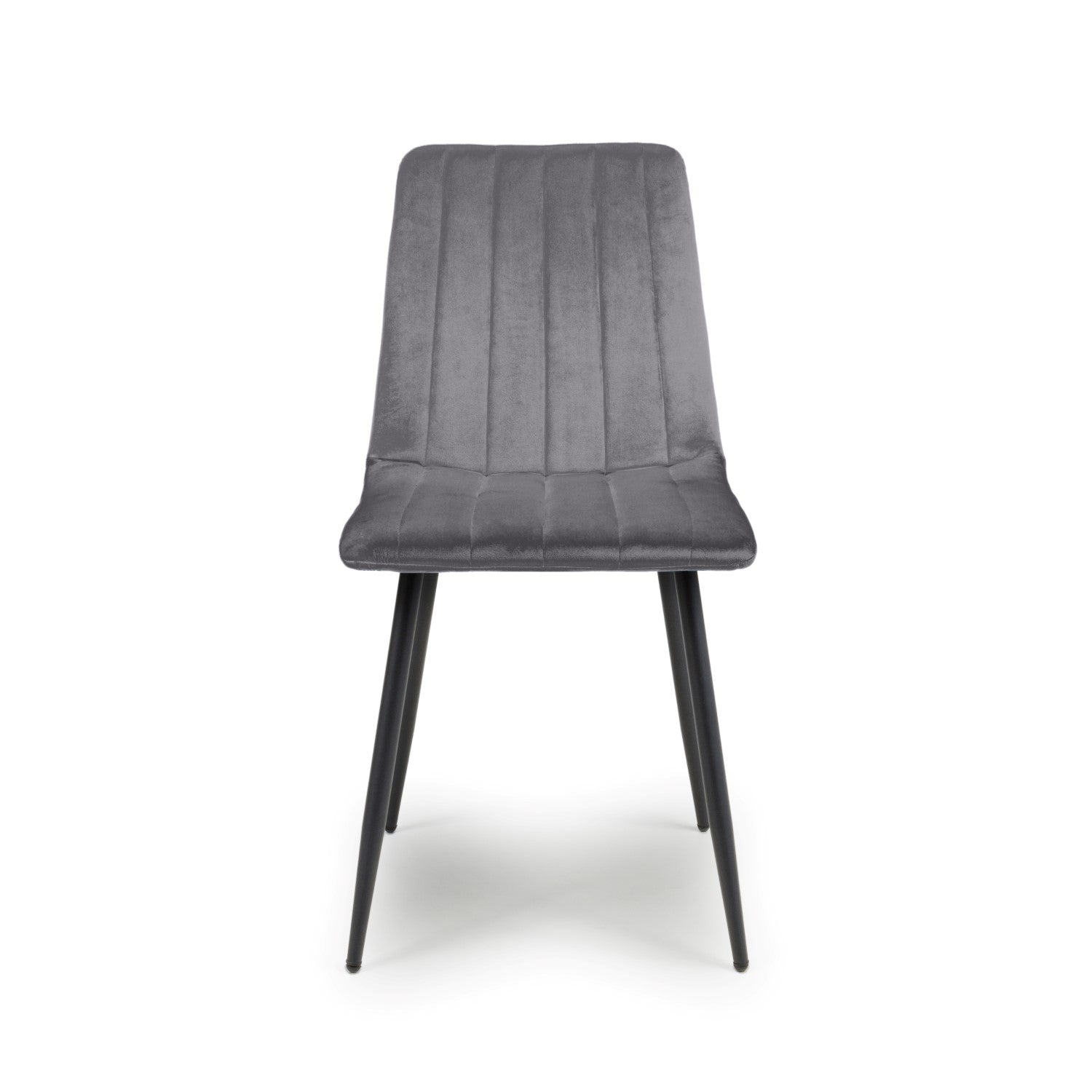 Grey Brushed Velvet Dining Chair Black Metal Legs