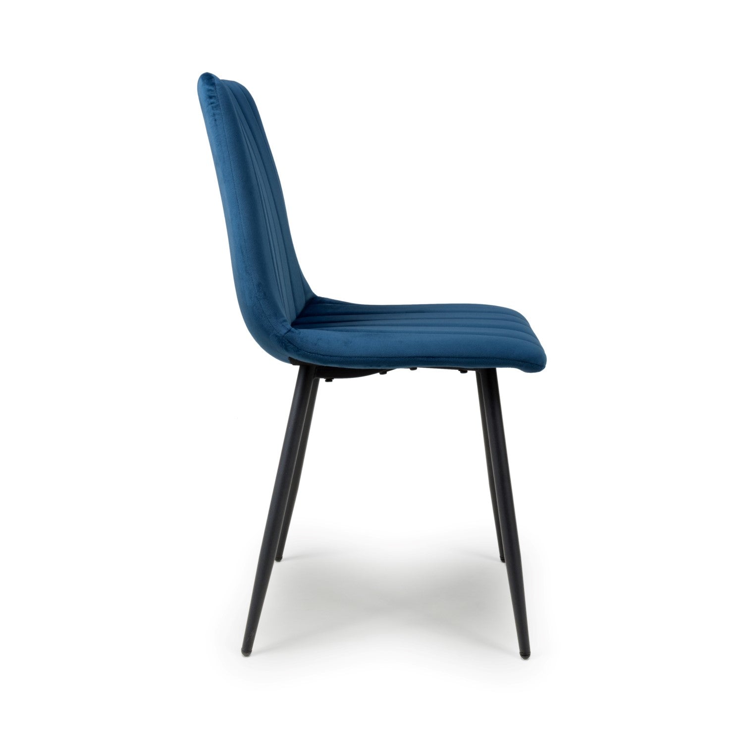 Blue Velvet Fabric Dining Chair Vertical Stitching