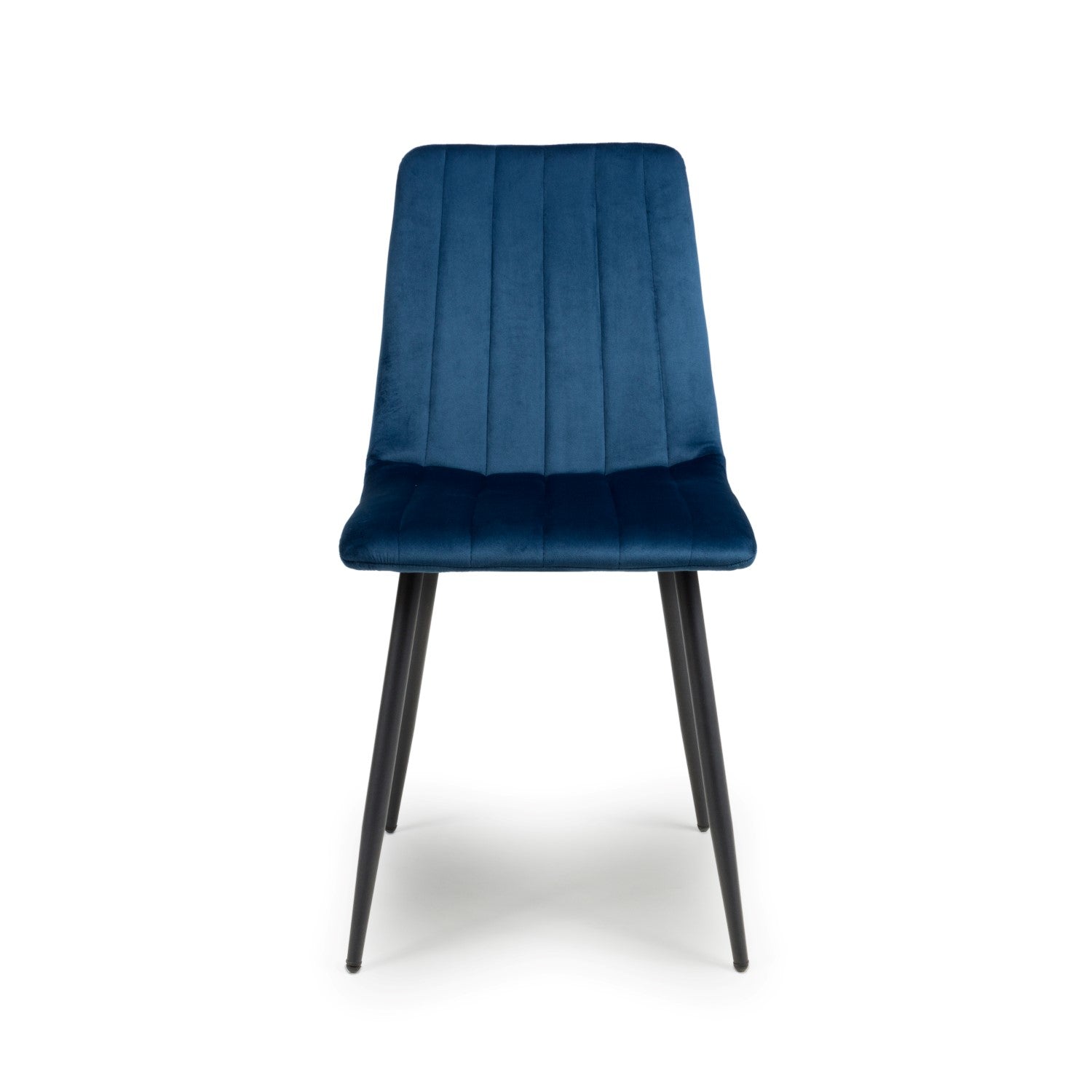 Blue Velvet Fabric Dining Chair Vertical Stitching