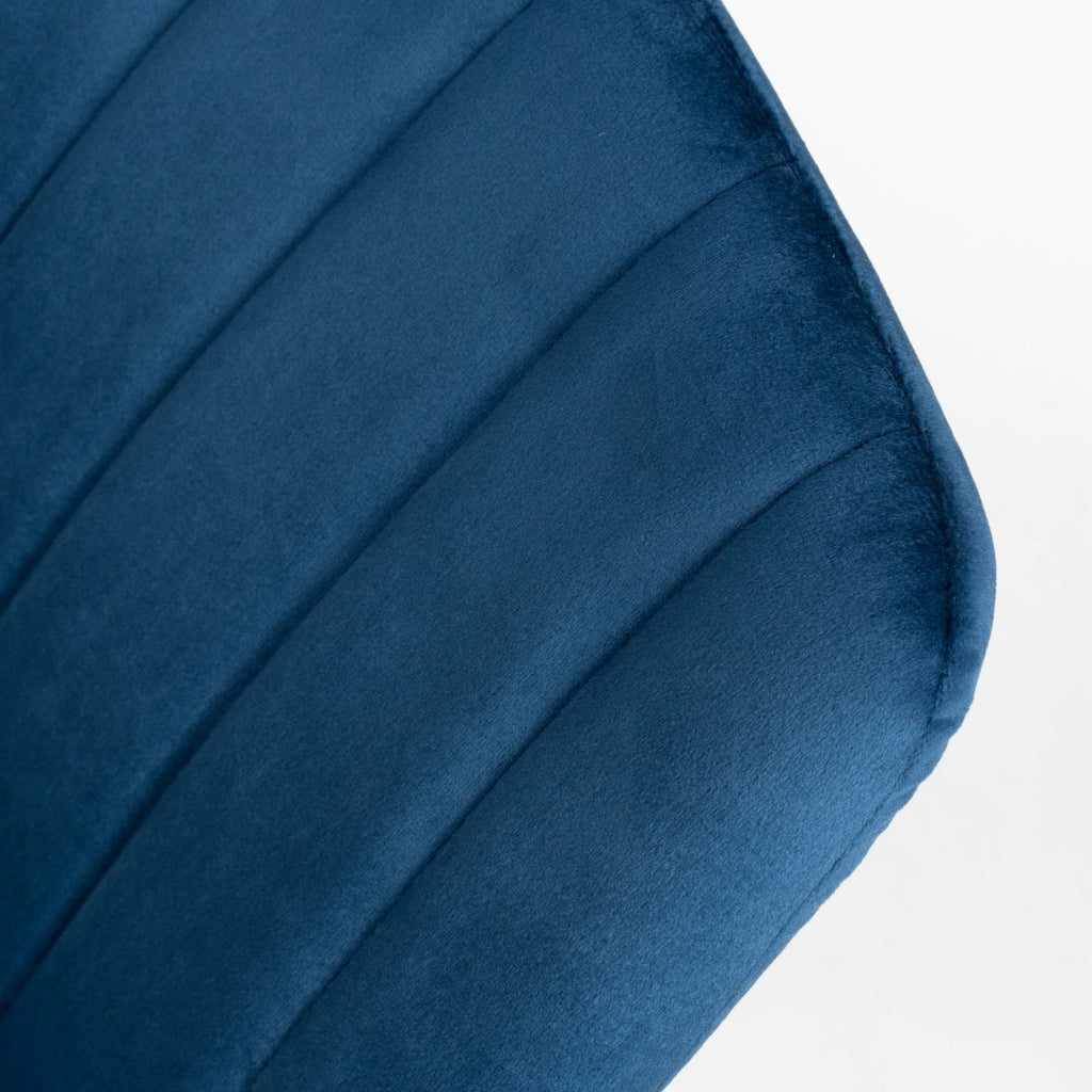 Blue Velvet Fabric Dining Chair Vertical Stitching
