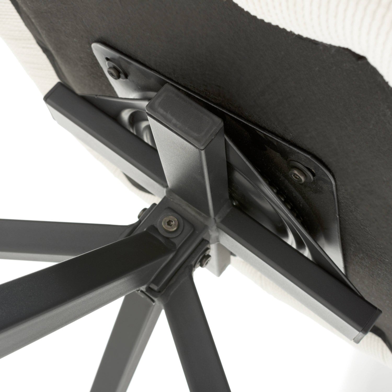 White Fabric Ribbed Swivel Dining Chair with Metal Legs