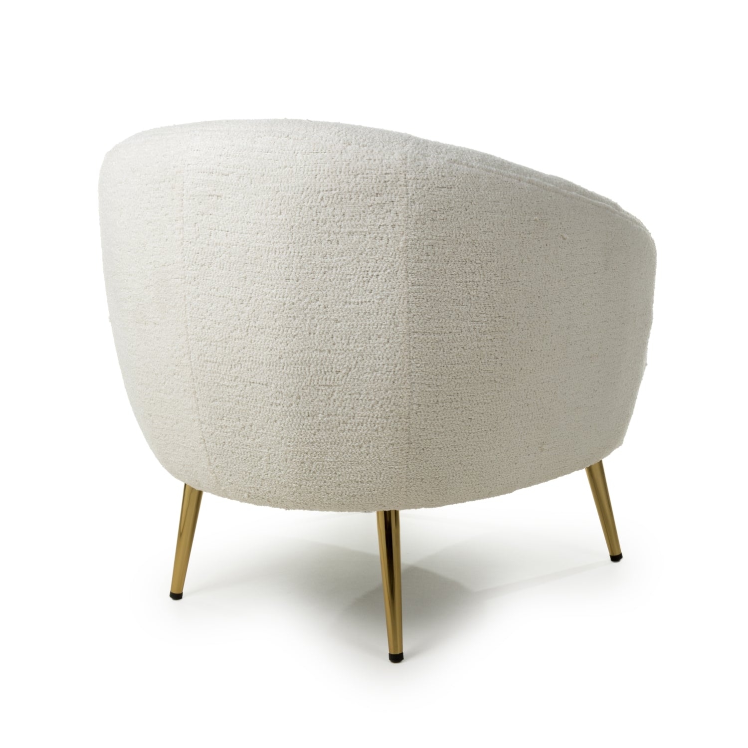 Boucle Vanilla White Tub Chair with Gold Legs