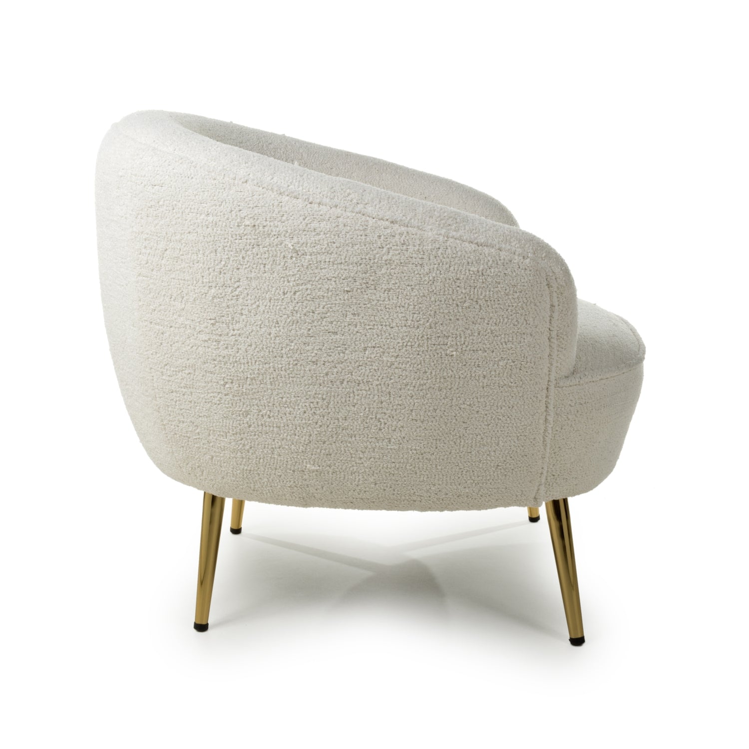 Boucle Vanilla White Tub Chair with Gold Legs