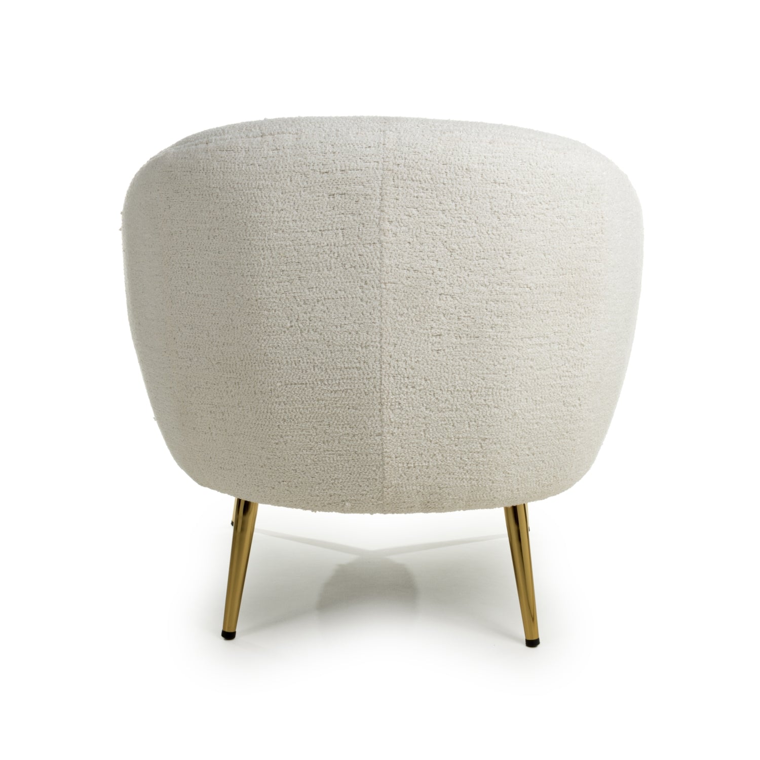Boucle Vanilla White Tub Chair with Gold Legs