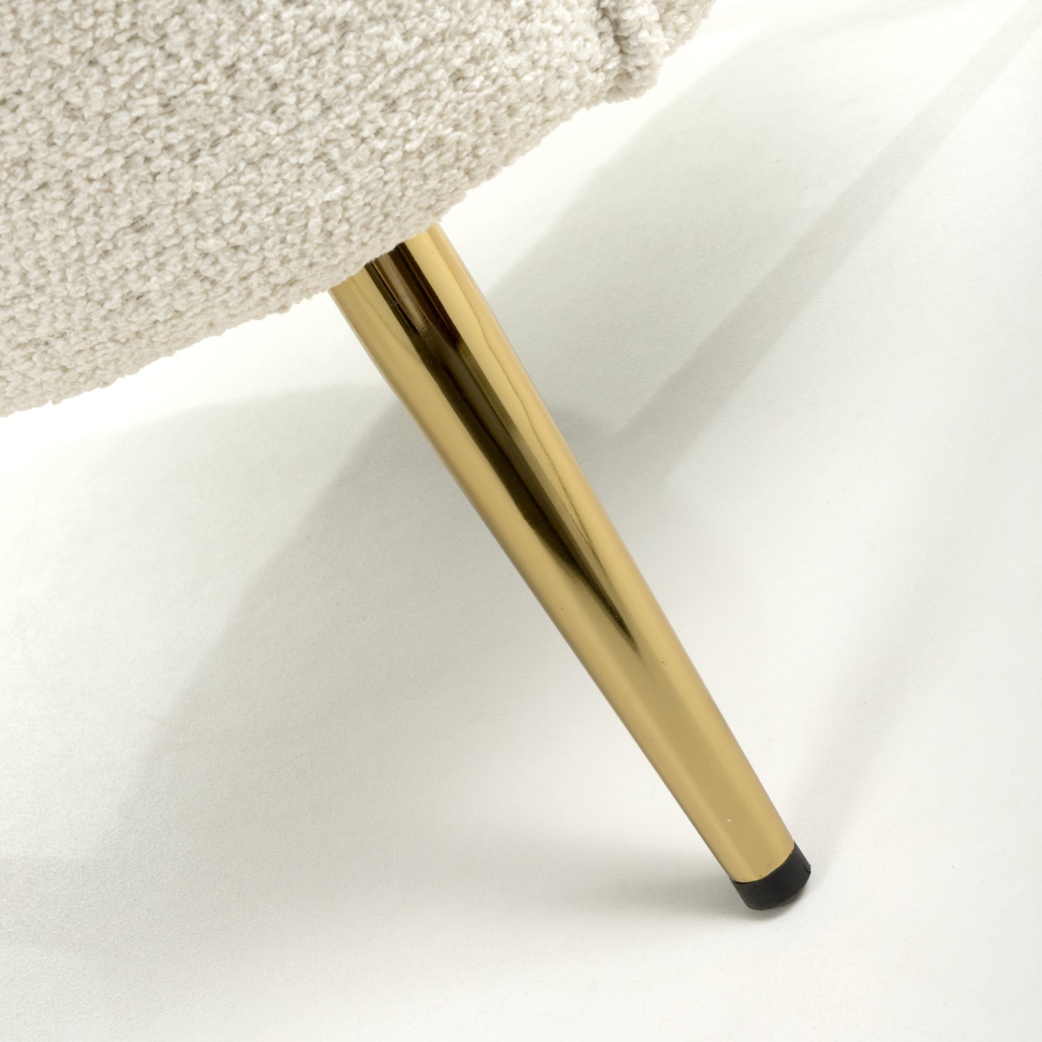 Boucle Vanilla White Tub Chair with Gold Legs