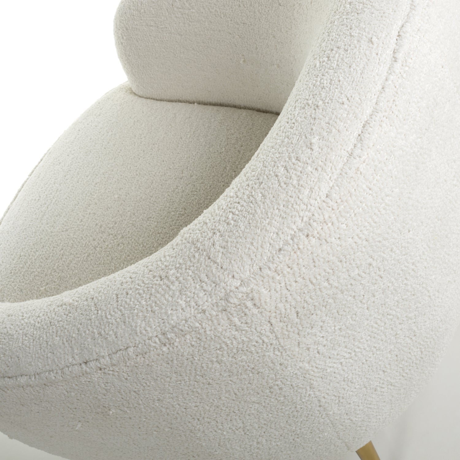 Boucle Vanilla White Tub Chair with Gold Legs