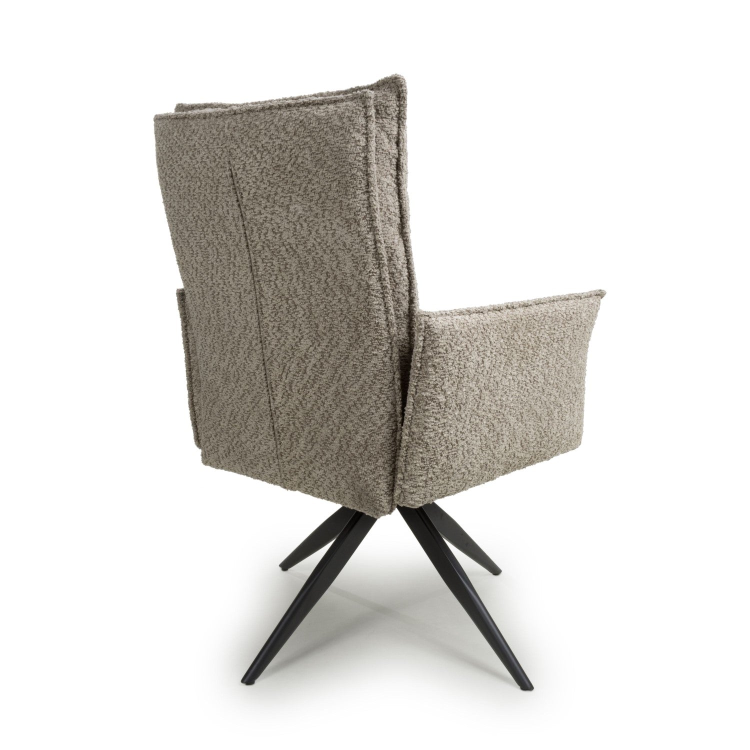 Mink Cream Fabric 360 Degree Swivel Dining Chair Black Metal Base