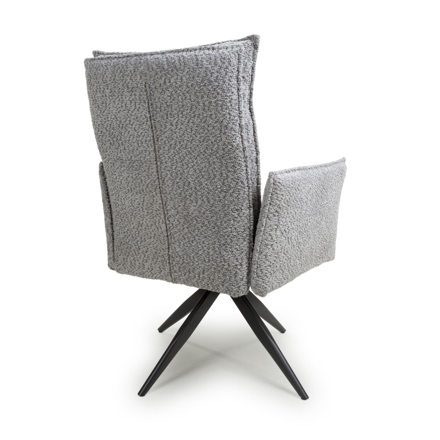 Grey Fabric 360 Degree Swivel Dining Chair Black Metal Base